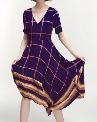 Pañuelo Vestido Midi HD in Paris Anthropologie Rayas Panel Ajuste y Acampanado Y2K 0 Foto 1 de 4