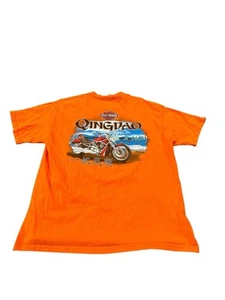 Harley Davidson Mens T-shirt Size L Orange Beijing Qingdao Motorcycle Bike Logo - Picture 1 of 5