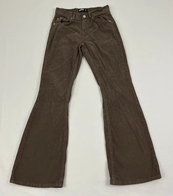 Pantalones Minga London Mujer Talla 26 W26 L30 Marrón Pana Acampanada Pierna Grunge Patín Y2K Foto 1 de 4