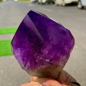 327G Natural Amethyst Quartz Crystal Single-End Terminated Wand Point Healing - Foto 1 di 16