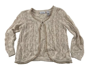 Villager Liz Claiborne Womens Open Front Beige Knit Cardigan Sweater M - Picture 1 of 7