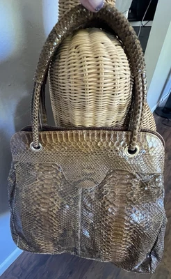 Vintage Authentic Python Snake Skin Bag Purse Milan Italy Artisan Handcrafted - Image 1 of 4