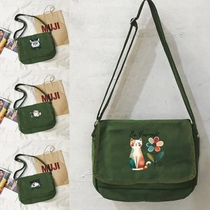 Printed Messenger Bag Canvas Cross Body Shoulder Bag Utility Travel Work Study - Picture 1 of 29