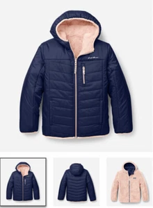 Size:L(14)Eddie Bauer - Girls' Deer Harbor Reversible Hooded Jacket,Value: $88 - Picture 1 of 7