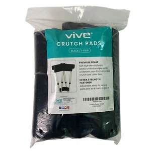 Vive Crutch Pads Hand Grips Walking Arm Crutches Universal Underarm Padded Black - Picture 1 of 3