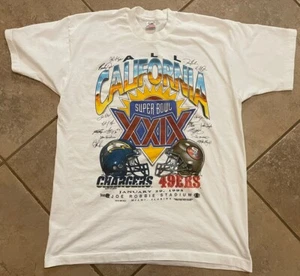 Vtg Single Stitch Super Bowl 29 All California Chargers 49ers Tshirt Jr Seau XL - Picture 1 of 5
