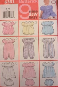 9 In 1 Sew Easy Butterick Pattern #6361 Baby's Dress Panties Jumpsuit Romper - Picture 1 of 3