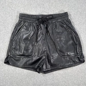 Joie Womens Faux Leather Shorts Black Women's 4 High Rise Drawstring Waist - Picture 1 of 8
