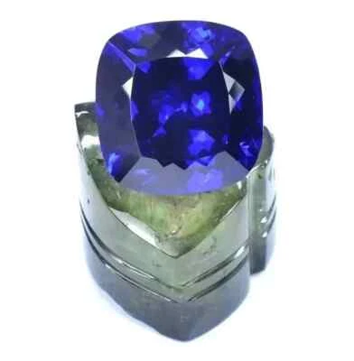 AAA 9.5 Ct + Natural Dark Royal Blue Tanzanite Cushion Cut Unheated Gemstone - Image 1 of 4