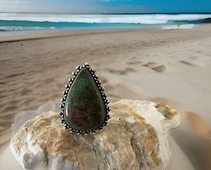 Size 9 Ruby Fuchsite Gemstone Ring  -925 Sterling Silver plated - New - Picture 1 of 4