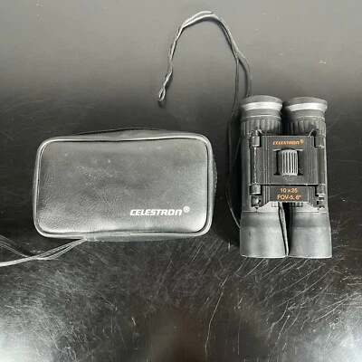 Vintage Celestron Binoculars 10x25 FOV 5.6 with case - Image 1 of 3