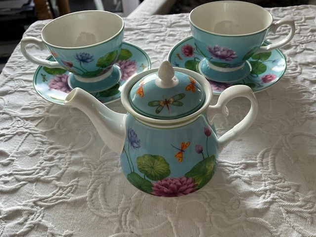 TEE SET  "Chris Chun" Ashdene Fine Bone China, ca. 2006, handbemalt & WERTVOLL ! - Bild 1 von 4