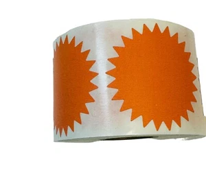 2" Round Thermal Direct Printer Orange Starburst Labels Zebra 500 Per Roll (10) - Picture 1 of 5