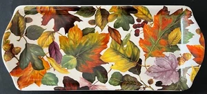 Pamala Gladding SBCD Autumn Fall Leaves 15.5" x 7" Porcelain Tray Platter - Picture 1 of 2