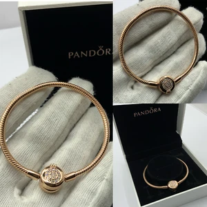 pandora Sparkling Crown O Snake Chain Bracelet 14k rose gold plating RRP £115 - Picture 1 of 12