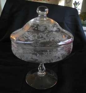 Cambridge Elegant Glass Portia Blown Short Candy Dish with cover / 3121 Stem - Picture 1 of 5
