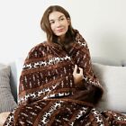 TEFICI ELECTRIC HEATED BLNKT. (MOOSE PATTERN) THROW with FAST HEATING + AUTO OFF