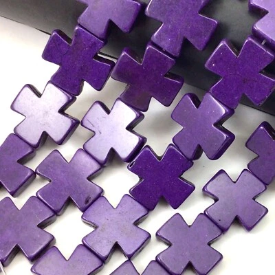 Cruz Púrpura Cuadrado Howlite Turquesa Espaciador Cuentas Sueltas 15 20 30mm 15" Hágalo Usted Mismo Foto 1 de 4