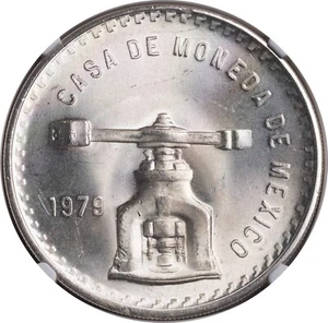 1979, Mexico (Republic). Large Bullion Silver 1 Onza Coin. Type 3. NGC MS-64! - Picture 1 of 3