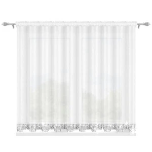 Fertiggardine Gardine 300x150 cm Fenstergardine Voile mit Zirkonia Silber Band - Foto 1 di 4