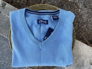 NWT CHAPS Golf Blue Sleeveless Sweater Vest Pullover V-Neck Sz XL 100% Cotton - Picture 1 of 7