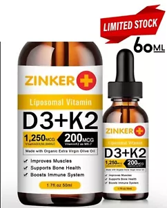 Liposomal Vitamin D3 50,000iu + K2 MK-7 Maximum Strength,Immunity Drops 🇬🇧 UK. - Picture 1 of 9