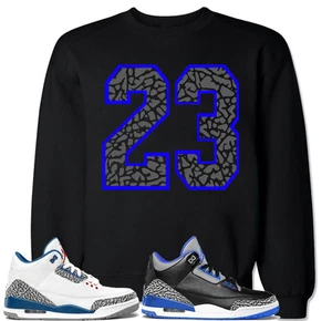 Suéter 23 Azul Cemento a Juego con Zapatos Js Retro 3 Azul Verdadero Azul Real - Imagen 1 de 1
