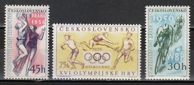Checoslovaquia MNH 1956 Mi 965-967 Sc 747-749 Ciclistas, Baloncesto, Juegos Olímpicos ** Foto 1 de 2