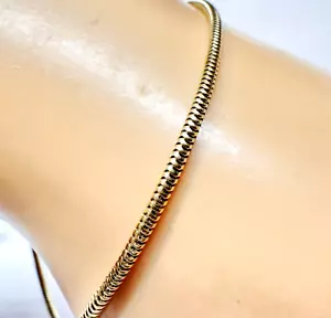 Brazalete tobillera vintage de oro amarillo de 14k de 1,5 mm de cadena delgada de eslabones de serpiente de 9,5" de largo - Imagen 1 de 6