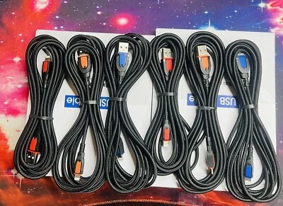6 Pack 3 Color USB Data Fast Charger Cable 6FT for iPhone X 11 12 13 14 Pro MAX - Image 1 of 3