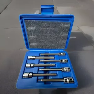 7 Pcs 3/8” Dr Extra Long Reach Allen Hex Bit Socket Set Metric 3mm - 10mm Cr-V - Picture 1 of 7