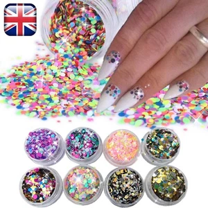 PAILLETTE ROTONDE GLITTER FORMA PUNTO Mini Paillettes Confetti Sciolti Nail Art 3D Neon  - Foto 1 di 14