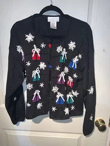 Mandal Bay Cardigan Sweater Button Front Christmas Gifts Size Large - Picture 1 of 7