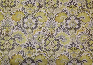 RICHLOOM MADRID SUNRISE GOLD FLORAL DAMASK LINEN CURTAIN FABRIC BY THE YARD 54"W - Foto 1 di 5