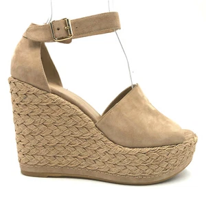 Stuart Weitzman Sohojute Tan Espadrille Platform Wedge Heel Sandal 9 M - Picture 1 of 10