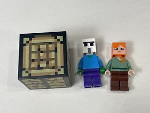 Lego Minecraft Mini figures Pair Plus Cube