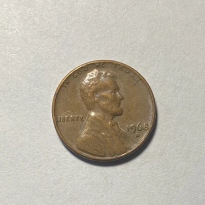 1968 D lincoln penny with error on L and Top Rim 3.1 Gram - Image 1 of 4