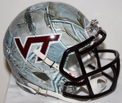 2013 Virginia Tech Hokies Hokie Stone VT Riddell Mini Helmet vs UM w/wo Visor Cover