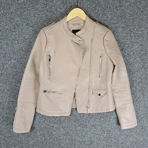 Cotton On Womens Jacket Size 10 Grey Faux Leather Zipped Pockets - Picture 1 of 11