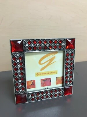 Marco de fotos vintage plateado/rojo hecho a mano venta Black Friday Foto 1 de 4