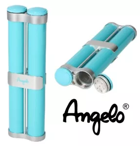 FUNDA CIGARROS ANGELO / para 2 PUROS / COLOR TURQUESA PLATA / ALUMINIO - Imagen 1 de 3
