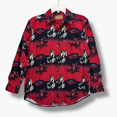 Camisa S de pana occidental de colección para mujer manga larga algodón caballos aztecas Foto 1 de 4