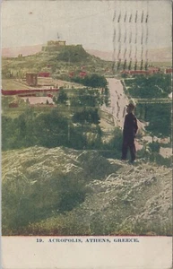 c1907 Acropolis Athens Greece mountain man postcard B969 - Picture 1 of 2