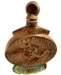 Jim Beam 1968 jarra vacía Pony Express St Joseph MO Sacramento CA Regal China - Imagen 1 de 8
