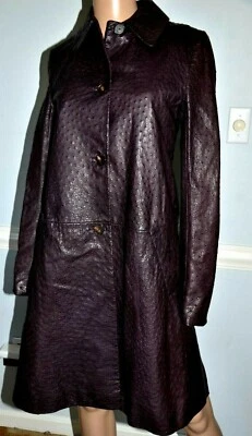  Abrigo Chaqueta Salvatore Ferragamo Cuero Exótico Avestruz Pasarela EE. UU. 2 4 / IT 40 Foto 1 de 4