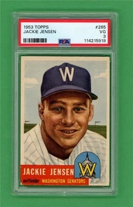 1953 Topps #265 Jackie Jensen ** PSA VG 3 * High Number Washington Senators card - Picture 1 of 2