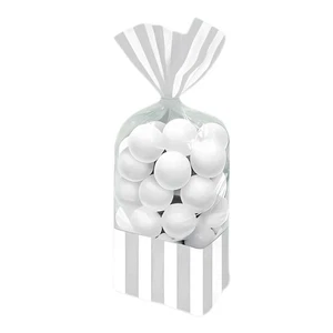 Sacchetti Party Bag Stripe Argento 10 pz - Sacchi Dolcetti e Confetti - Foto 1 di 4
