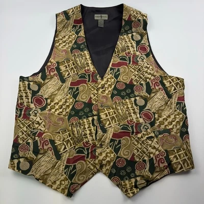 Robert Stock Vest Mens 2XLT Multicolor Abstract Silk Dress Waistcoat Formal - Image 1 of 4