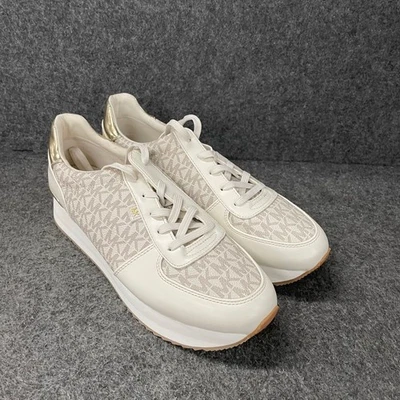 MICHAEL KORS Monique Logo Trainers Women's Size US 11 M Cream - Image 1 of 4