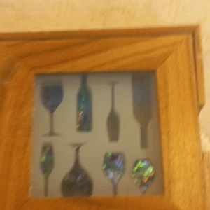 4 Smashing Glass Abalone & Frosted Wine Coasters New Zealand Hinged Wooden Box - Picture 1 of 9